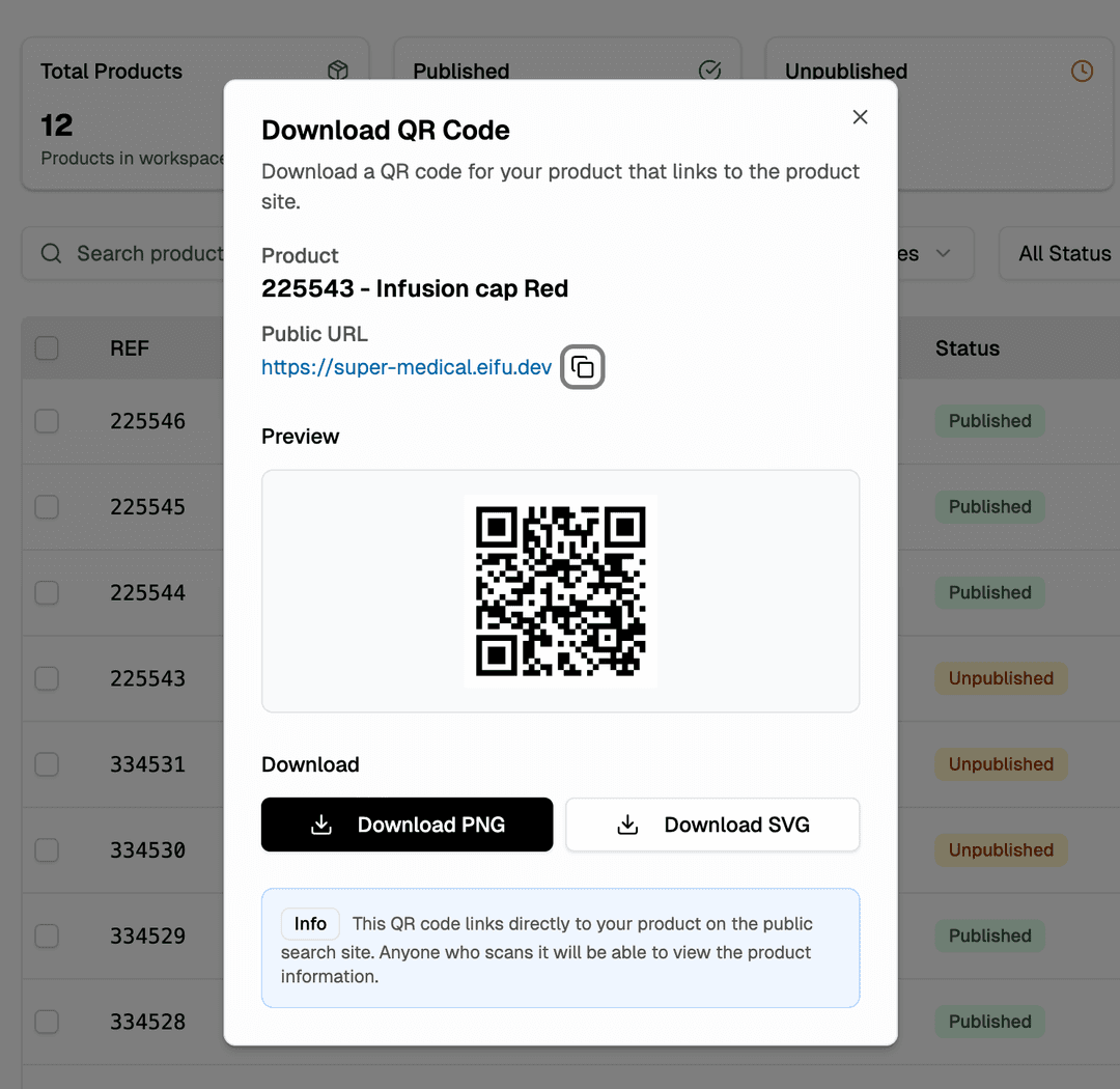 QR code generation for products